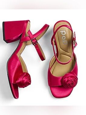 Pop Women's Red Satin Heels